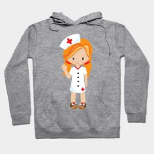 Nurse, Medicine, Doctor, Cute Girl, Orange Hair Hoodie